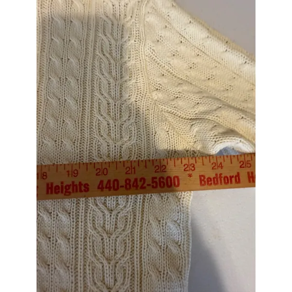 Wainscott Cable‎ Knit Turtleneck Sweater Women's M Cream 100% Cotton Fisherman - Image 5