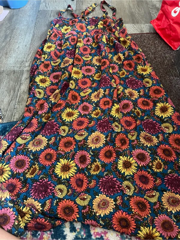 Natural Life Patti Tie-Front Maxi Dress Sunflower Floral Size M Bobo Hippie - Image 13