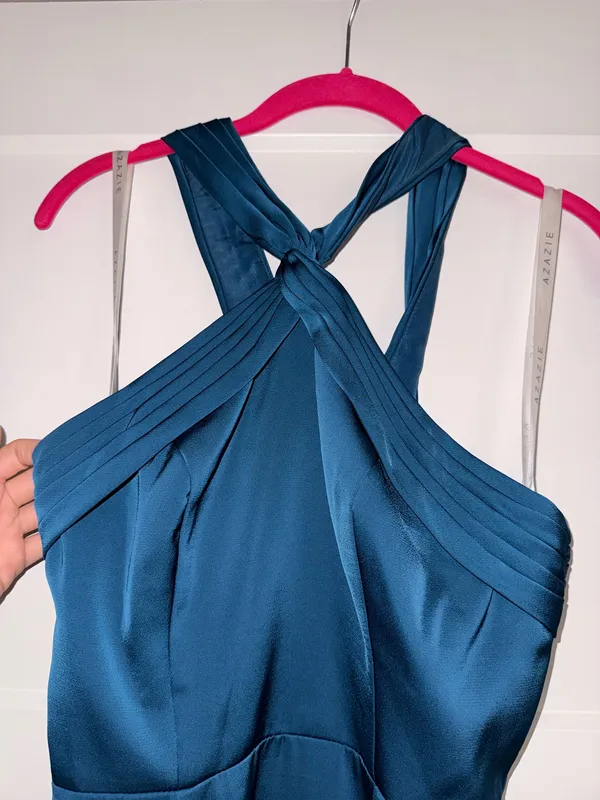 Ink Blue Azazie cross halter dress - Image 5