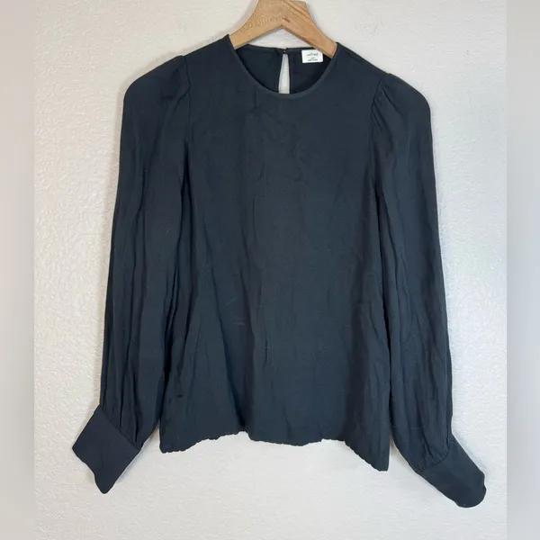 Aritzia Wilfred Clarissa Puff Sleeve Long Sleeve Blouse Black size 2XS XXS $98 - Image 6