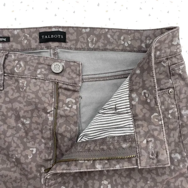 Talbots Gray Pants Leopard Print Jeggings Skinny Jeans Casual Office Fit Size 12 - Image 4