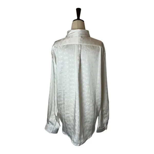 Boys Lie Shirt Women Medium White Satin Collared Button Down Bridezilla Top NWOT - Image 4