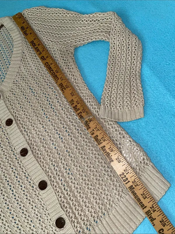 L.O.G.G + H&M Open-weave crocheted cardigan button v-neck long sleeve NEW size L - Image 11