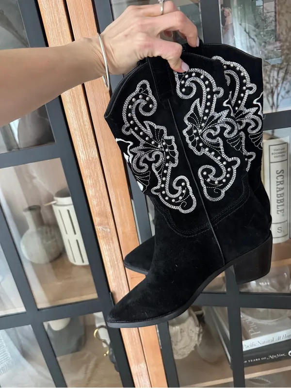 New Dolce Vita Suede cowboy boots Sula Shoes Western embellished pointed heel - Image 4