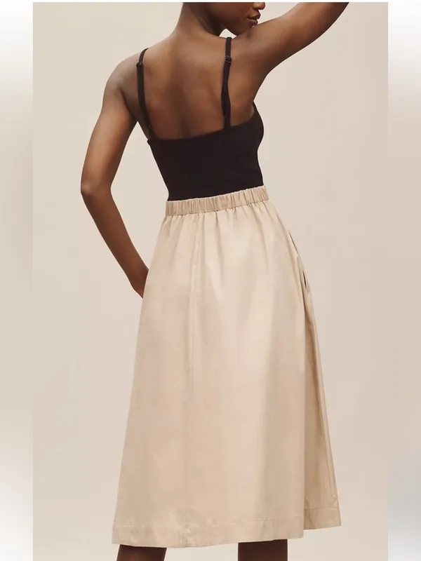 MAEVE By Anthropologie Twofer Ribbed Midi Dress Medium Black / tan color - Image 2