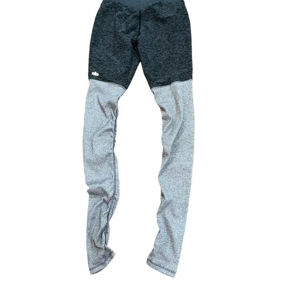 ALO Yoga Grey High Waist‎ Ribbed Knit Lounge Leggings Ruched Small Dance Workout - Image 4