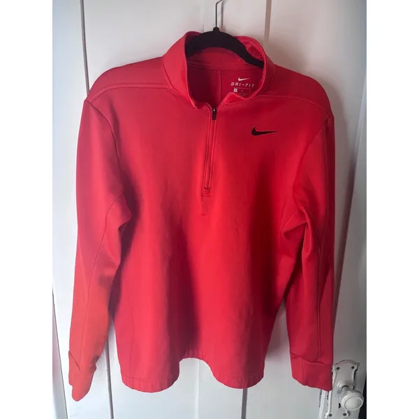 Nike Womens Dri-Fit 1/4 Zip Pullover Size Medium Red Long Sleeve Running Top - Image 5