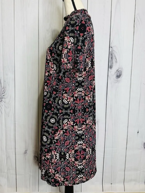 BCBGeneration Womens Size L Floral Short Sleeve A-Line Dress Mock Neck - Image 4