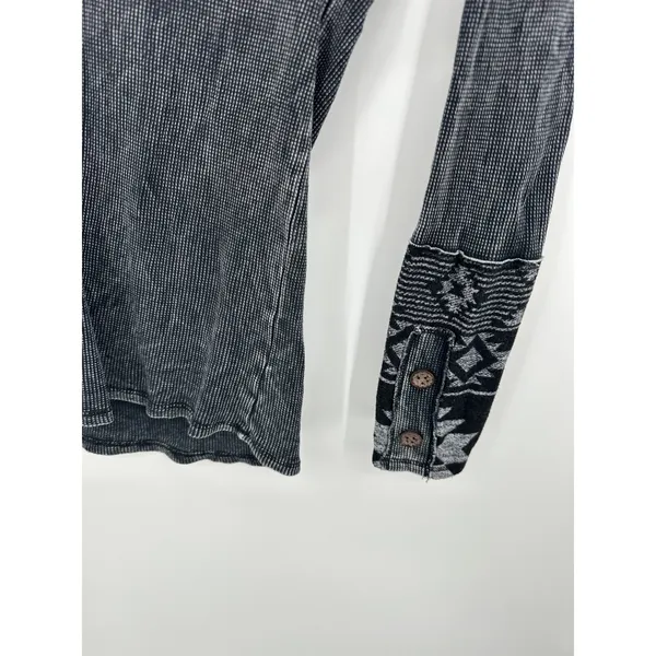Able Womens Waffle Knit Thermal‎ Top XS Gray Long Sleeve Southwest Boho - Image 4