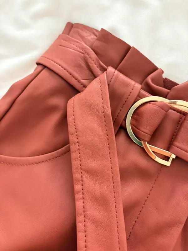 ZARA Pleated Skirt Mini Faux Leather - Image 4