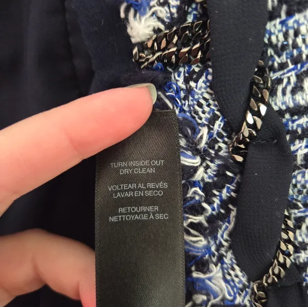 White House Black Market Blue and Black Tweed Jacket - Image 11