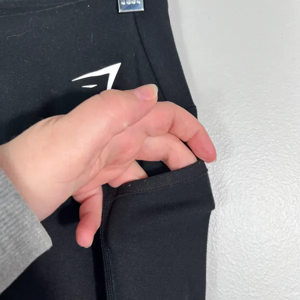 Black Mesh Panel Detail Athletic Athleisure Leggings Pockets Small S - Image 2