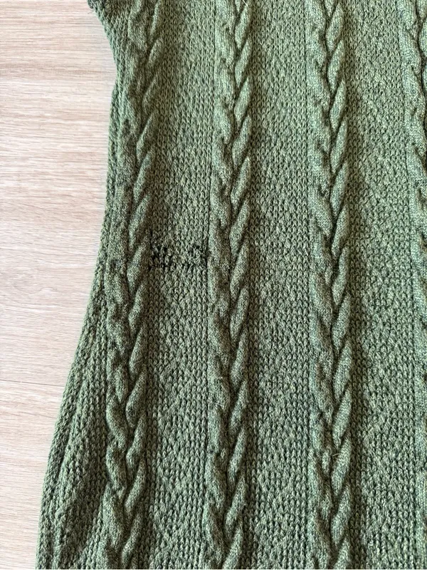 Windsor Sleeveless Cable Knit Turtleneck Dress in Dark Green, Size XS - Image 5
