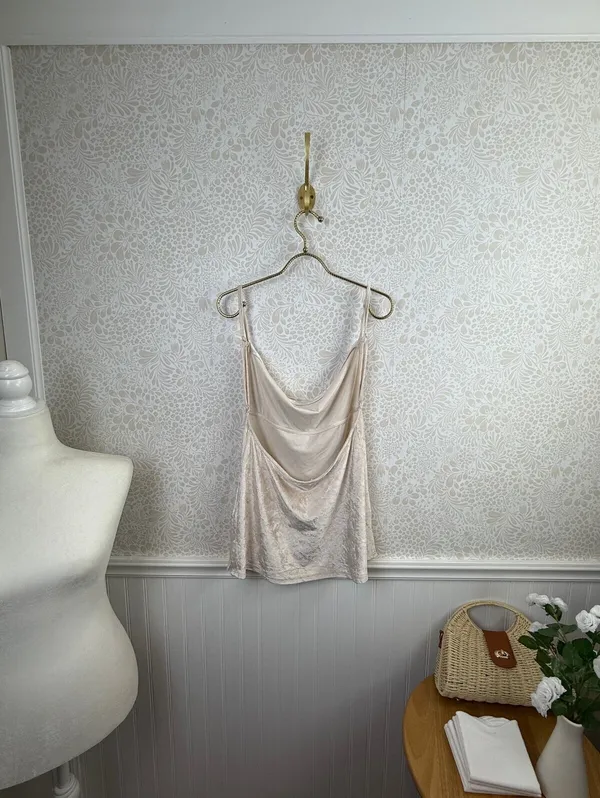 Free People Intimately Champagne All Night Velvet Tunic Tank - Size - Large - Image 5