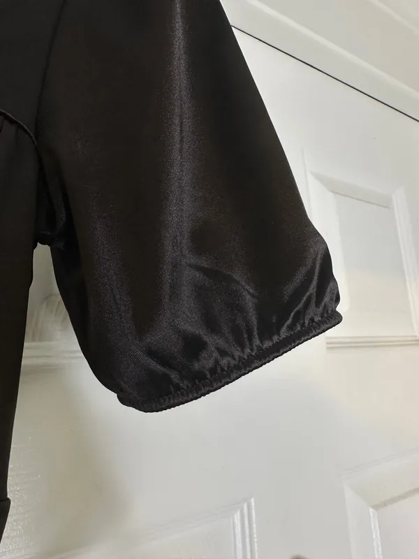 Divided H&M Black Graduation Dress XS Puff Sleeve Square Neck - Image 4