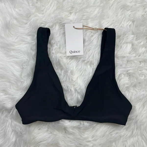 Quince Italian Plunge Bikini Top Black Size Small - Image 2