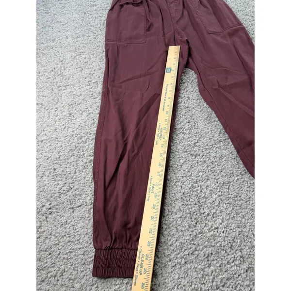 A New Day Womens High-Rise Jogger Pants Burgundy Maroon Smocked Waist Small - Image 4