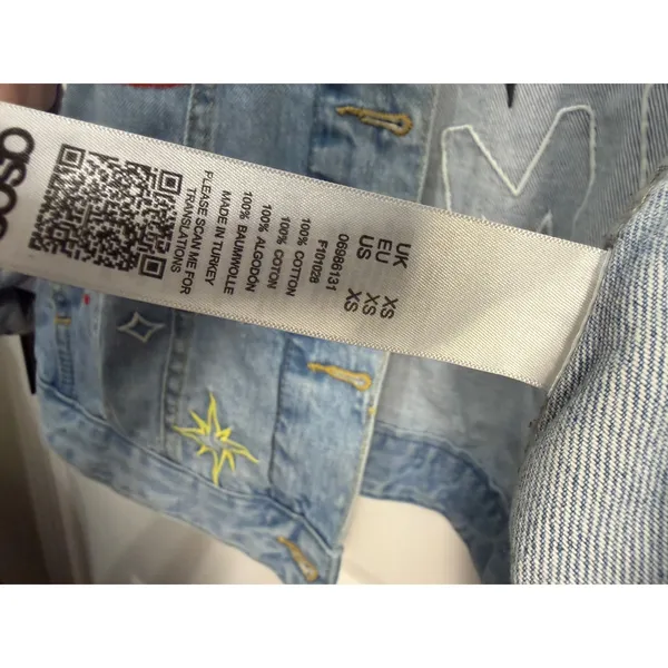 ASOS x Refinery29 Space Embroidered Denim Jacket Light‎ Wash Rocket Star XS - Image 11