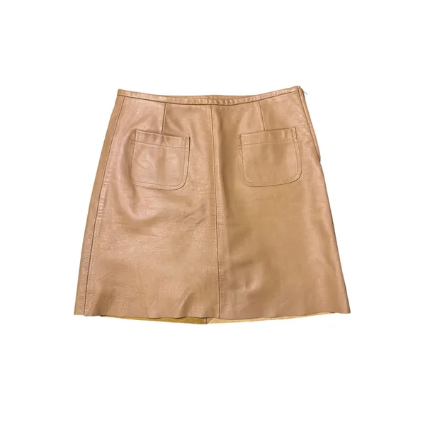 Sandro Tan Lamb Leather Skirt - Image 2