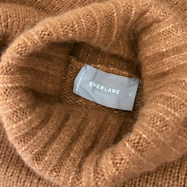 EVERLANE The Cloud Turtleneck Sweater Wool Alpaca‎ Heathered Chai Small - Image 13
