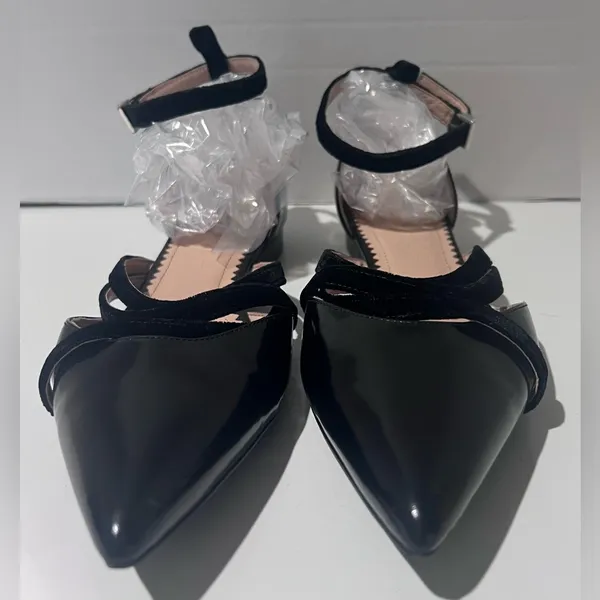 INCH2 Leather Strappy Pointed Toe Velvet Strap Ballet Flats EU Size 36‎ (US 5.5) - Image 4