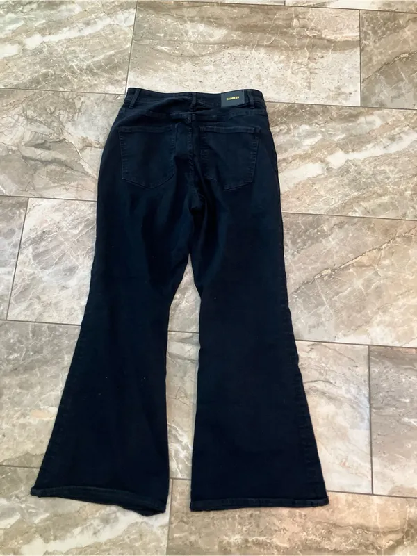 Express High Rise Flare Jeans in Black - 8 - Image 3