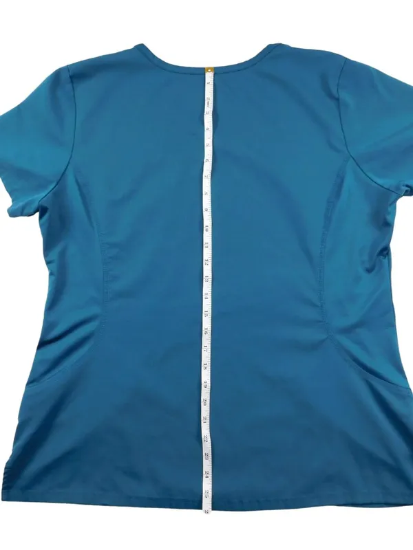 Healing Hands Purple Label Yoga V-Neck Scrub Top Teal XL - Image 7