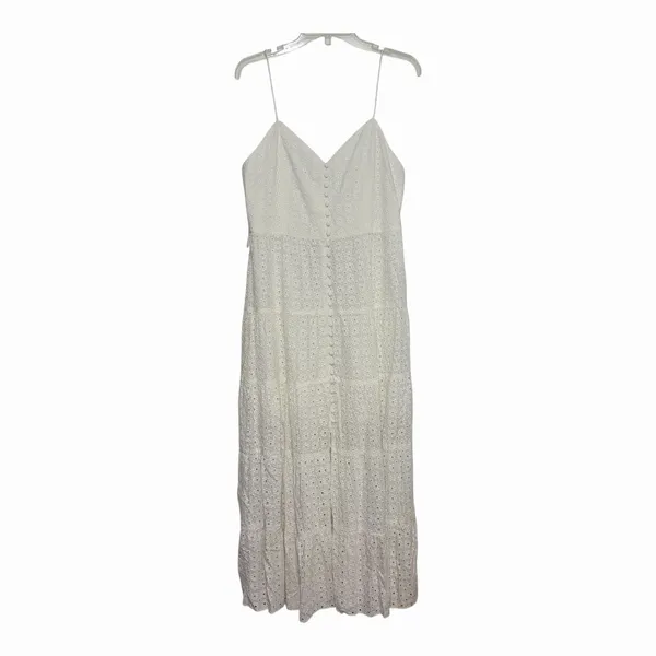 Alice+Olivia SHANTELLA TIERED BUTTON MAXI DRESS in Off White 10 Rush Sorority - Image 4