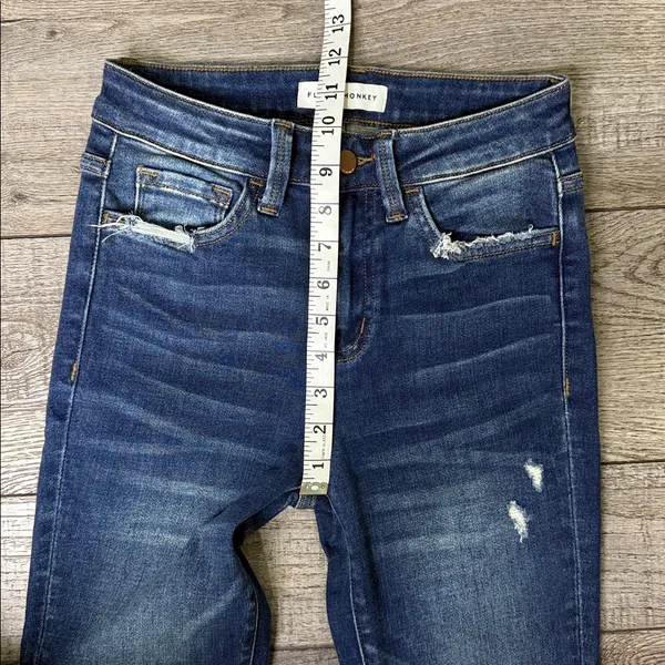 Flying Monkey Dark Blue Distressed Skinny Jeans - Image 7