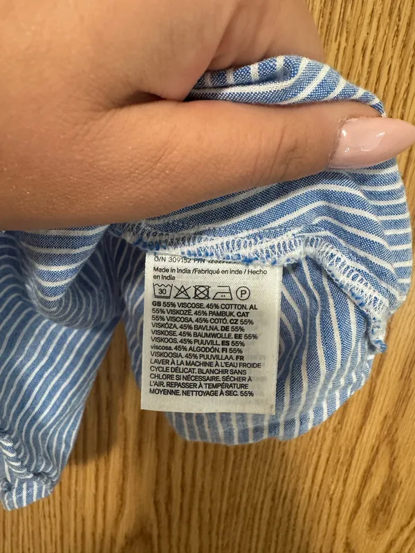 H&M Blue & White Striped Flowy Cami Top – Size L - Image 3