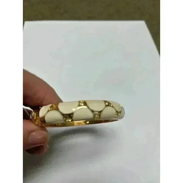 White enamel bracelet with gold/rhinestone accents‎ - Image 4