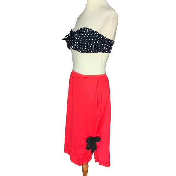 Red Half Slip Mini Skirt SMALL Rockabilly Betty Boop Pinup Coquette Vintage 70s - Image 2