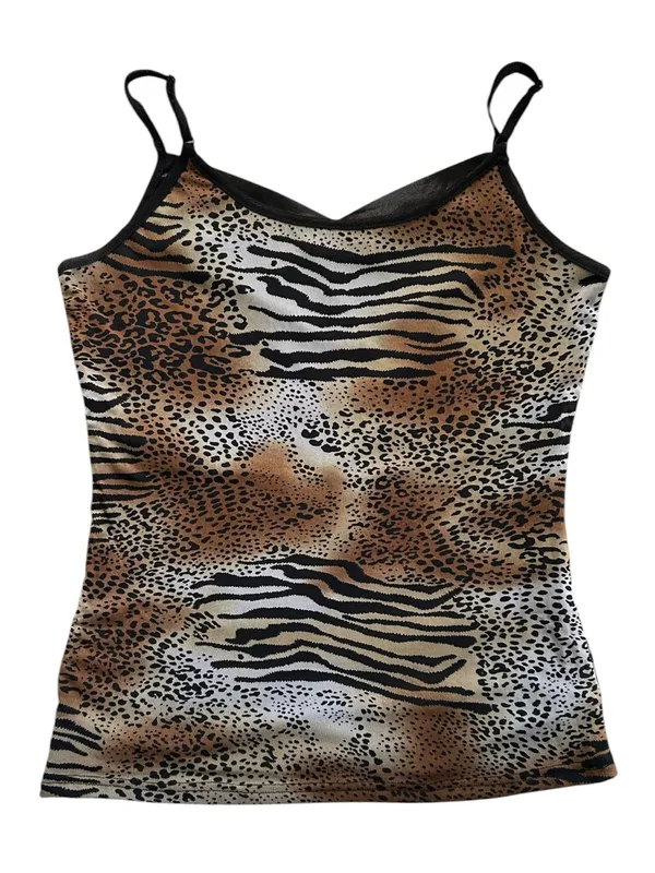 Y2K Bling Animal Print Mob Wife 2000s Maximalist Size L/XL Spider Rhinestone Top - Image 5