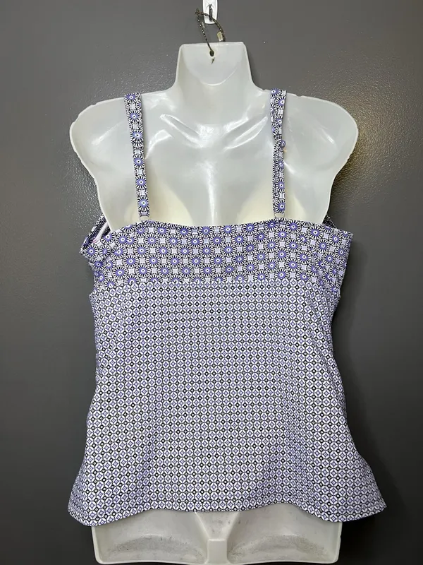 Lands' End Tankini Swim Top Womens 16 Purple Geometric Print Underwire Bra - Image 5