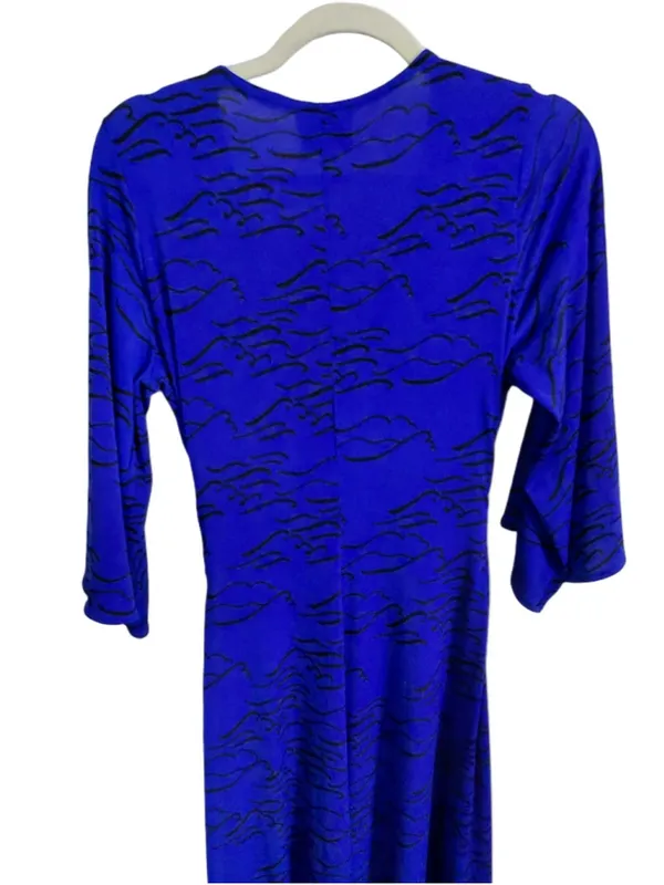 Leota Wrap Midi Dress Women's Size L Blue Black - Image 6
