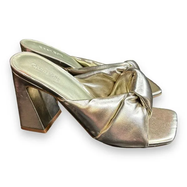 Open Edit Nordstrom‎ Saydee Gold Metallic Puff Sandal Heel Sz 7.5 - Image 4