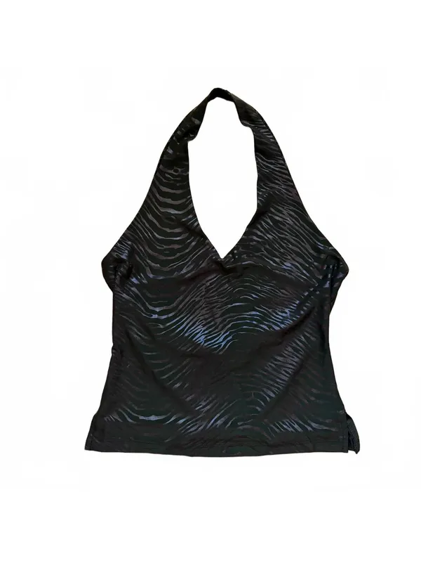 Vintage Y2K Zebra Halter Tank Top Animal Print Silvergate Green Women's Small - Image 3