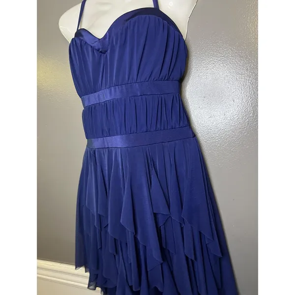 Kellé Dress Womens Medium Blue Sweetheart Ruffle Hanky Hem Hi-Low Formal - Image 5