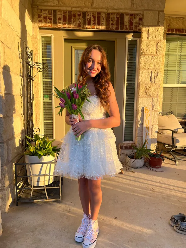 white sparkly boutique hoco dress - Image 2