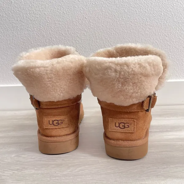 KAREL Chestnut Short Mini Women’s Sheepskin Suede Leather Boots - Image 3