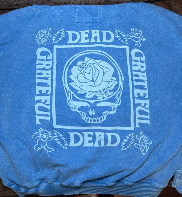 Grateful Dead American Eagle "Seriously Lived-In" Hoodie Washed Blue Women’s XS - Image 5
