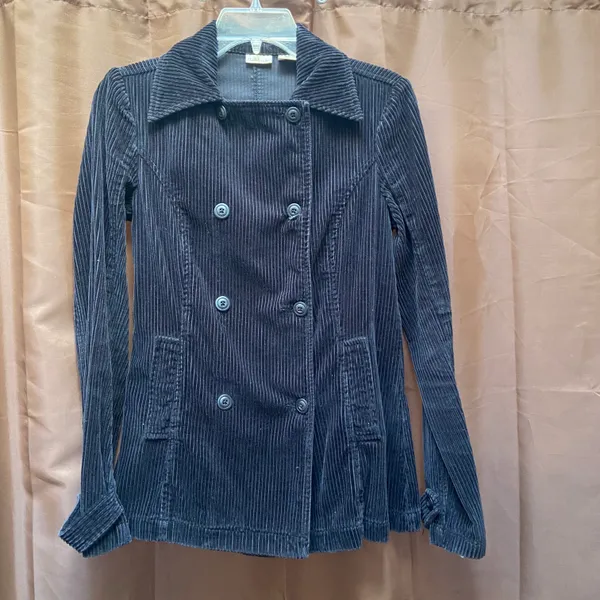 Rubbish Y2k corduroy black double breasted pea coat XS - Image 2