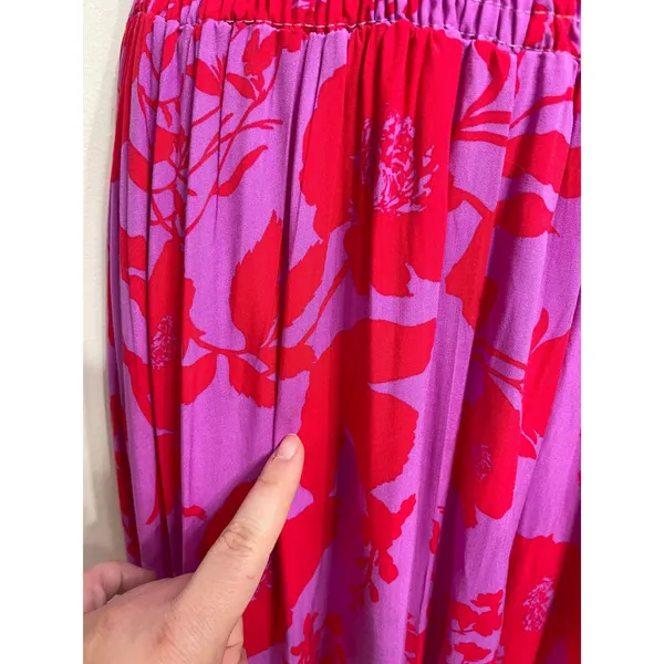 Abel the Label Pink Purple Floral Open Back Maxi Dress M Resort Boho Tropical - Image 4