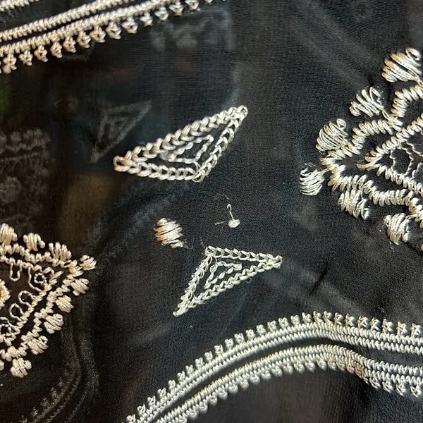 Cecico Sheer Tank Blouse w/Embroidery and a keyhole front tie Black - Image 10