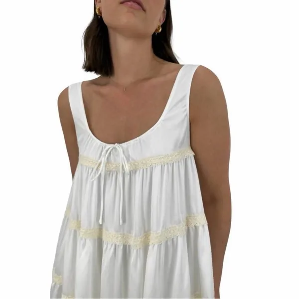 LOUCIA Tiered Lace Babydoll Dress Cottagecore romantic milkmaid festival Small - Image 7
