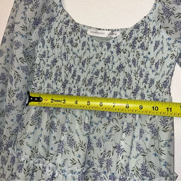 Altar'd State Light Blue Floral Tiered Babydoll Dress - Image 3
