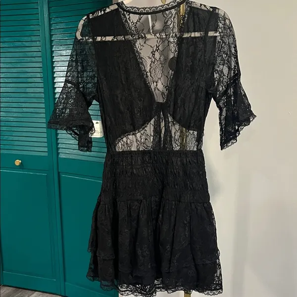Free people Lala Lace Mini Dress. NWT. Black - small - Image 8