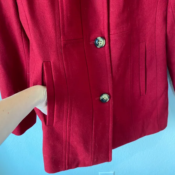 Red Wool Blend Coat Size Small - Image 4