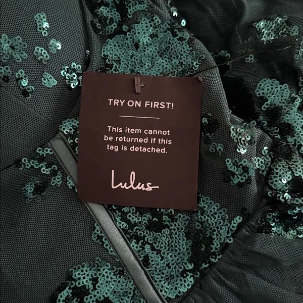 Lulus Definite Glamour Emerald Mesh Sequin Bustier Tiered Mini Dress NWT - Image 6