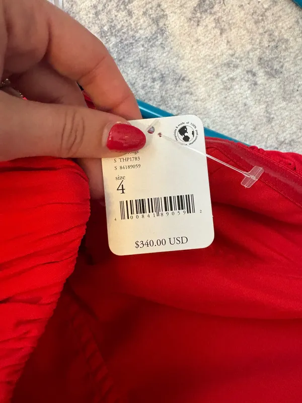 Third form red strapless dress - Image 3